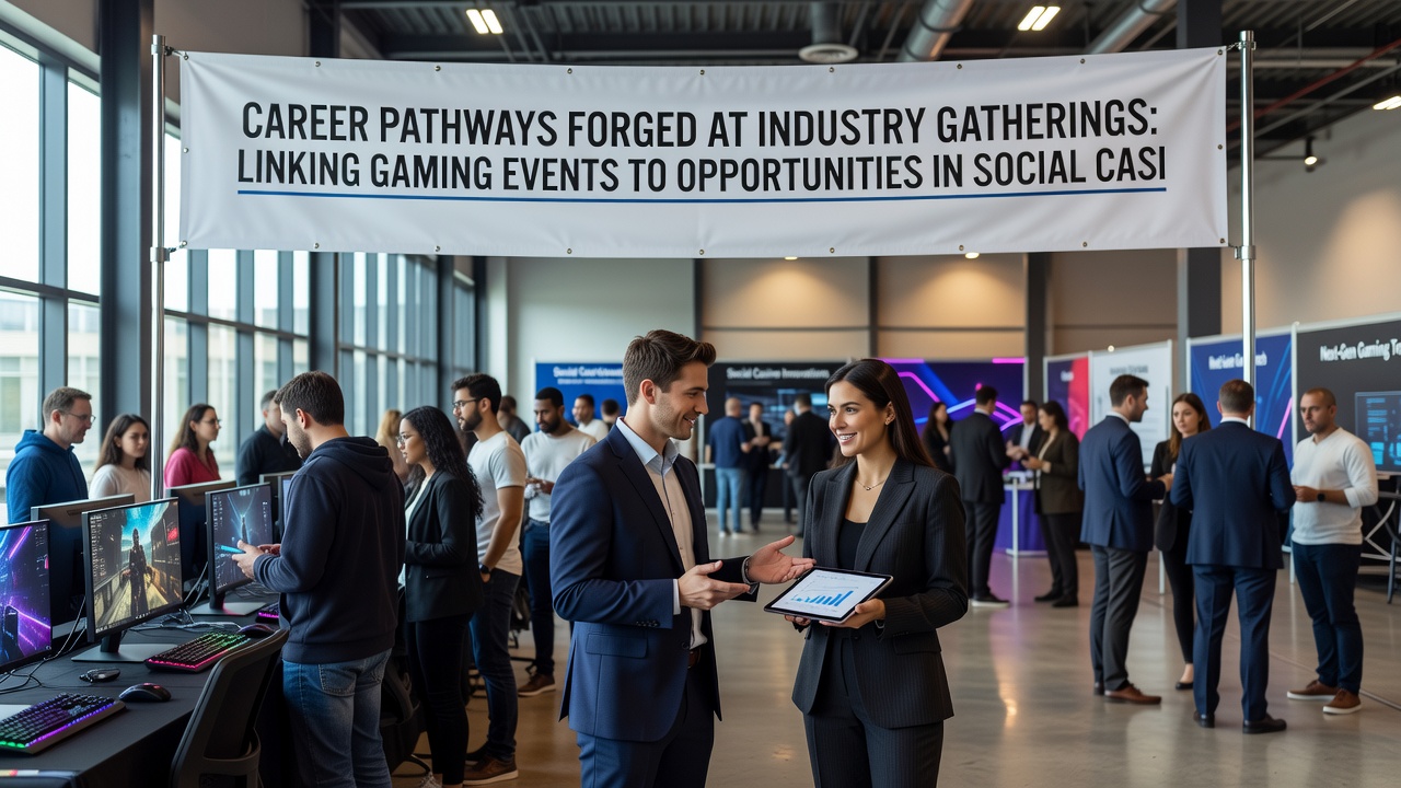 Panel discussion at a gaming event featuring experts on social casino development and career advancement