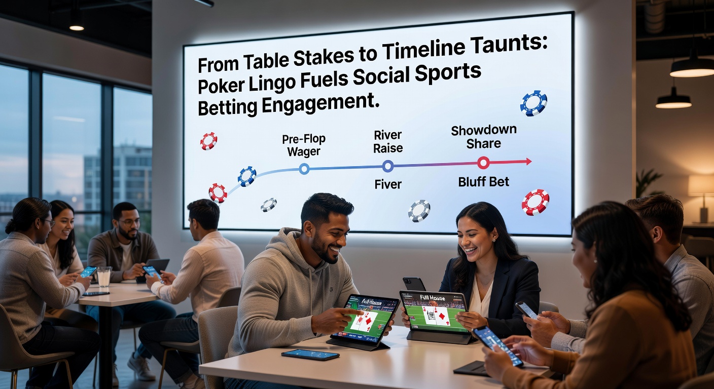 Social media feed screenshot showing poker slang in sports betting banter among friends