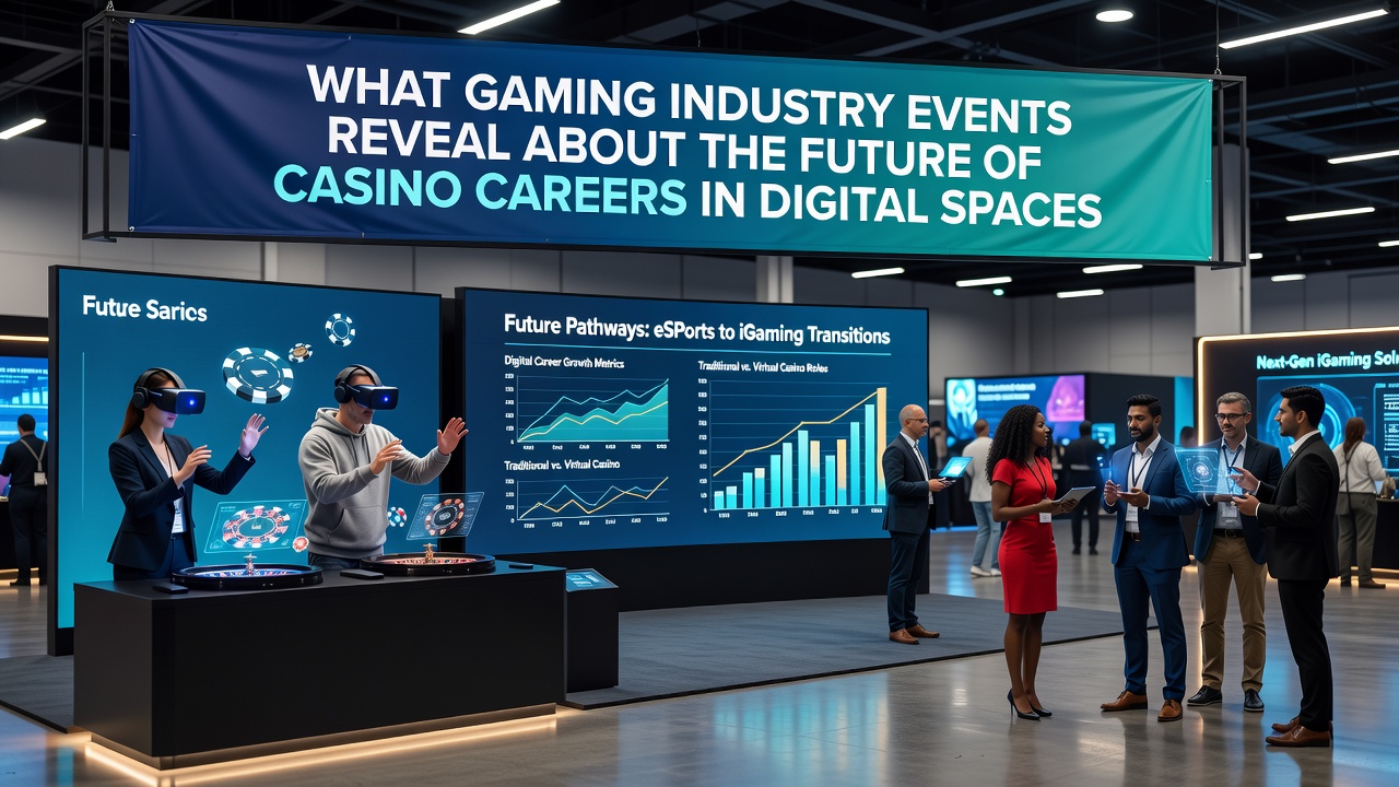 Panel discussion at a gaming conference exploring career pathways in digital casino operations and emerging technologies